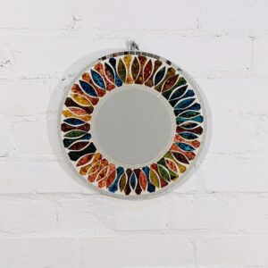 Multi coloured round mosaic mirror