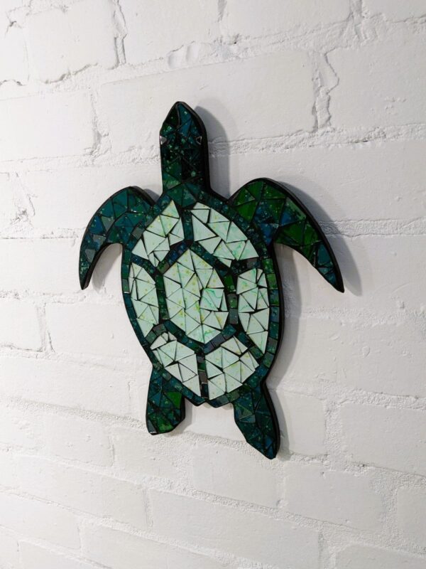 Mosaic Green Glass Turtle Wall hanging - Image 3