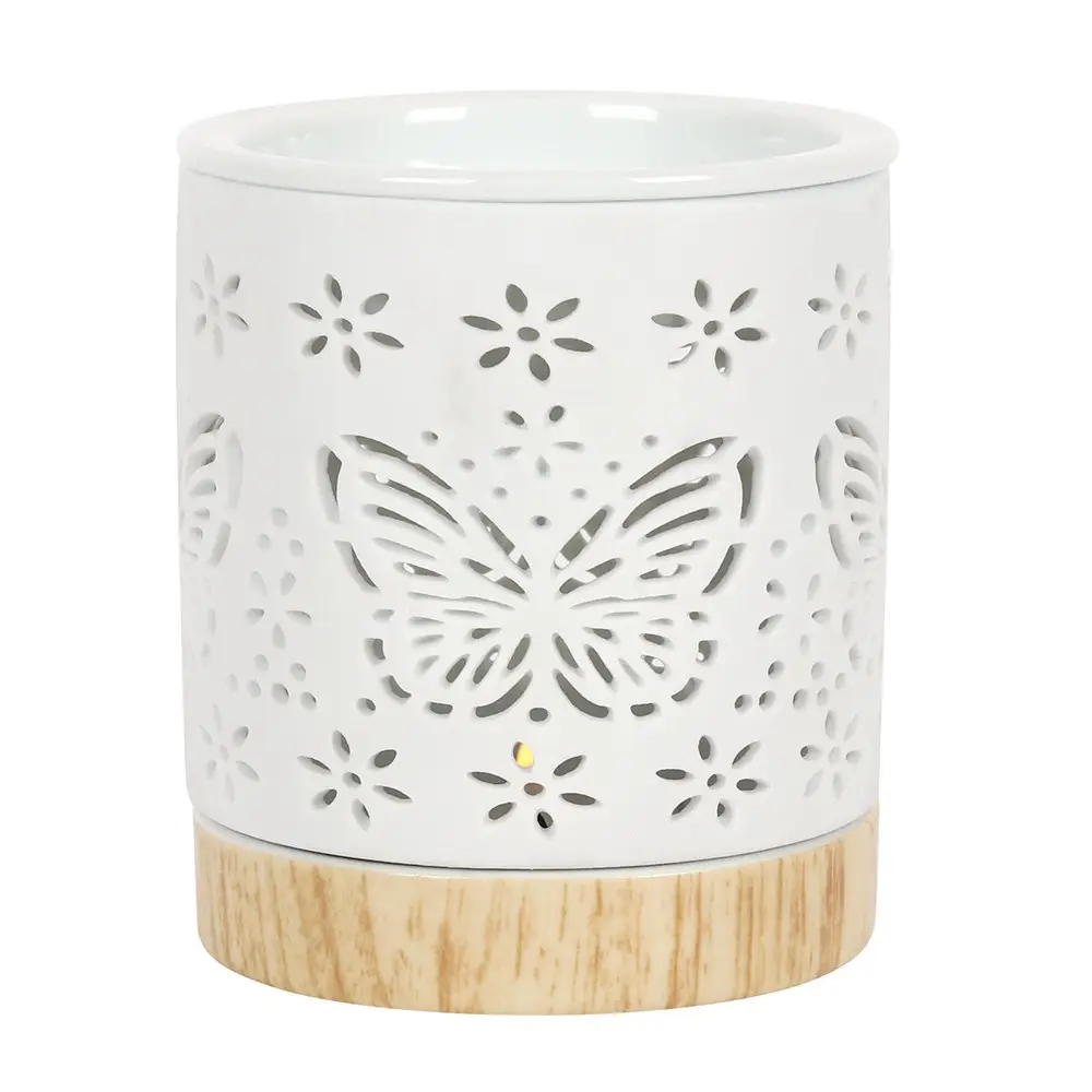 White Butterfly Cut Out Oil Burner and Wax Warmer - Image 3