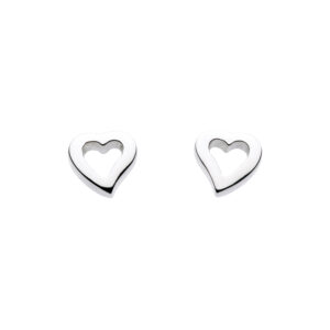 Open heart sterling silver stud earrings