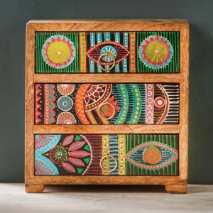 Sharifa African Hand Painted 3 Drawer Chest