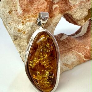 Amber and Sterling silver pendant