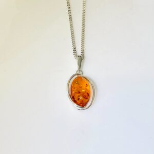 Amber and Sterling Silver Pendant