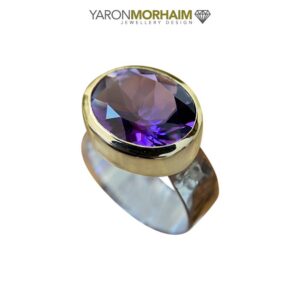 Yaron Morhaim Silver & Gold Amethyst Ring