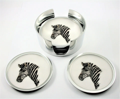 Set of 6 Recycled Aluminium Zebra Coasters - Image 2