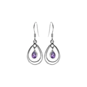 Ivy Teardrop Amethyst & Silver Drop Earrings